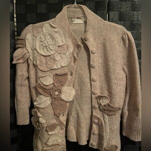 Floral Appliqué Classy Anthropologie Women's Cardigan